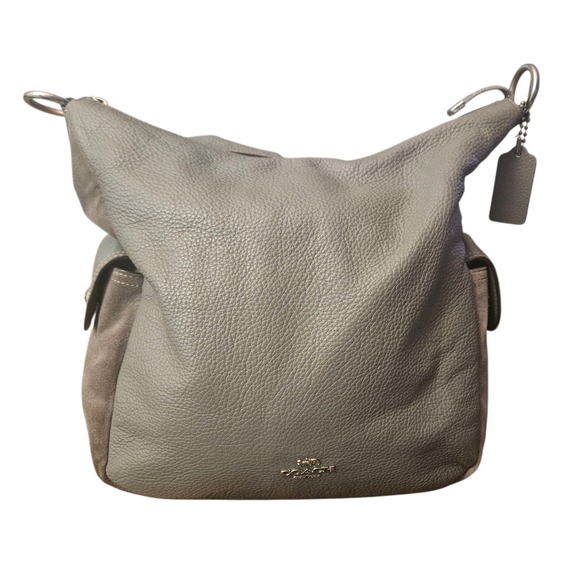 Coach Edie 28 Pebbled Leather Shoulder Bag Gray – Slouchy Hobo Style - Picture 1 of 7